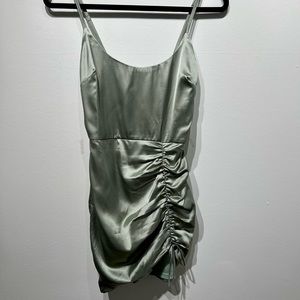Satin ruched side mini dress